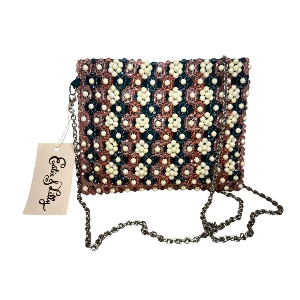 Estee & Lilly Beaded Sequin Crossbody Shoulder Bag Purse Chain Strap NEW